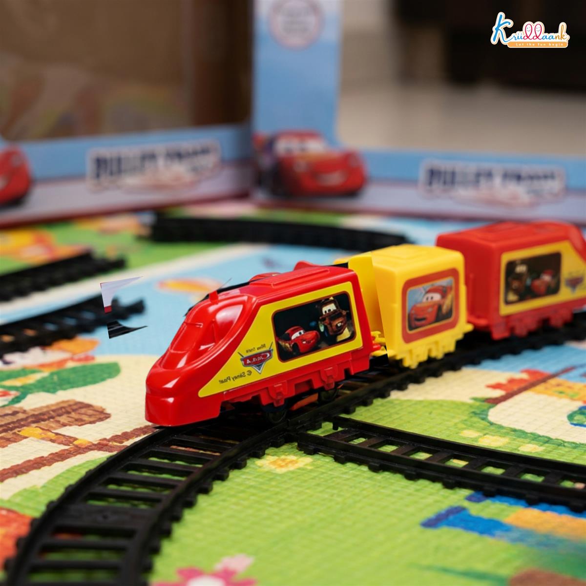 Kriiddaank Disney Pixar Cars Train Set (Small) - 11-Piece Interactive Playset with Lightning McQueen & Friends, Diecast Metal Toy Train, Realistic Miniature Collectible for Kids Ages 3+
