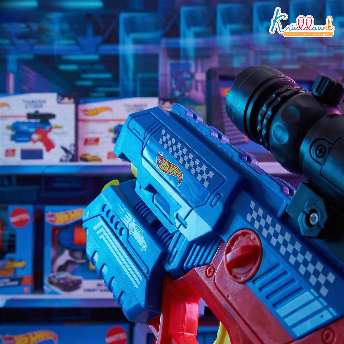 HW Thunder Storm Strike Blaster Toy Gun with Laser Pointer & 10 Soft EVA Darts, High-Velocity Multi-Mode Shooting System, Safe Action Play for Kids 4+ Years, Blue