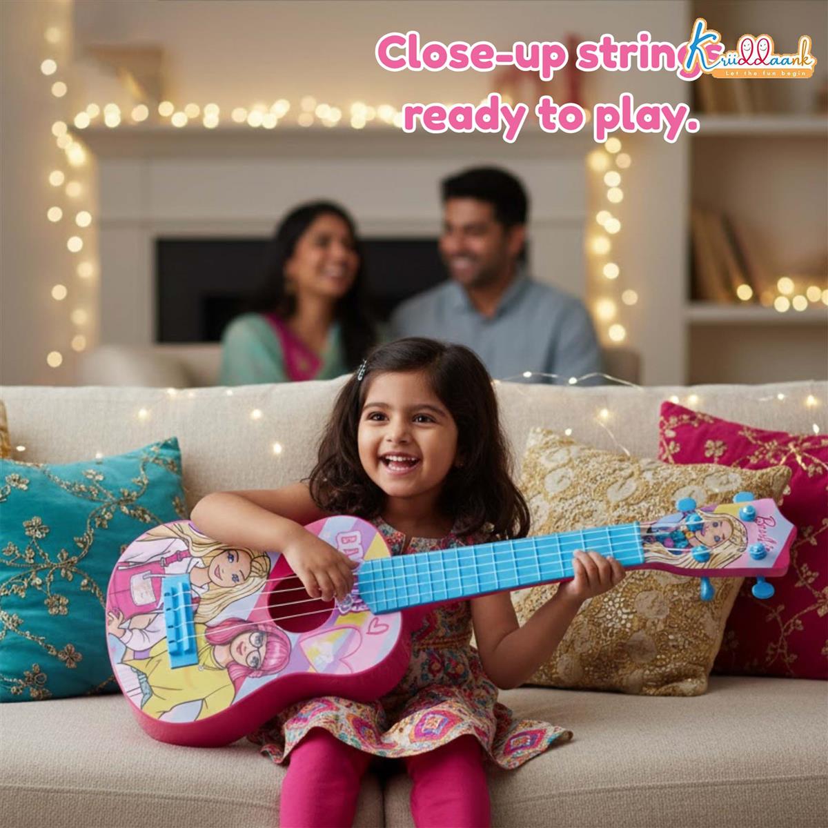 Mattel Barbie Theme Big Guitar Toy for Kids - Pink Musical Instrument for Girls Age 3+ | Interactive Sound & Educational Play | Lightweight & Safe Design | Perfect Birthday Gift for Kids