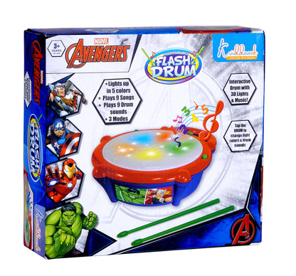 Kriiddaank  Flash Drum AvengersFlash Drum Avengers toyFlash Drum musical toy for young childrenAvengers drum toy for toddlersDrum with sticksAction drum toys