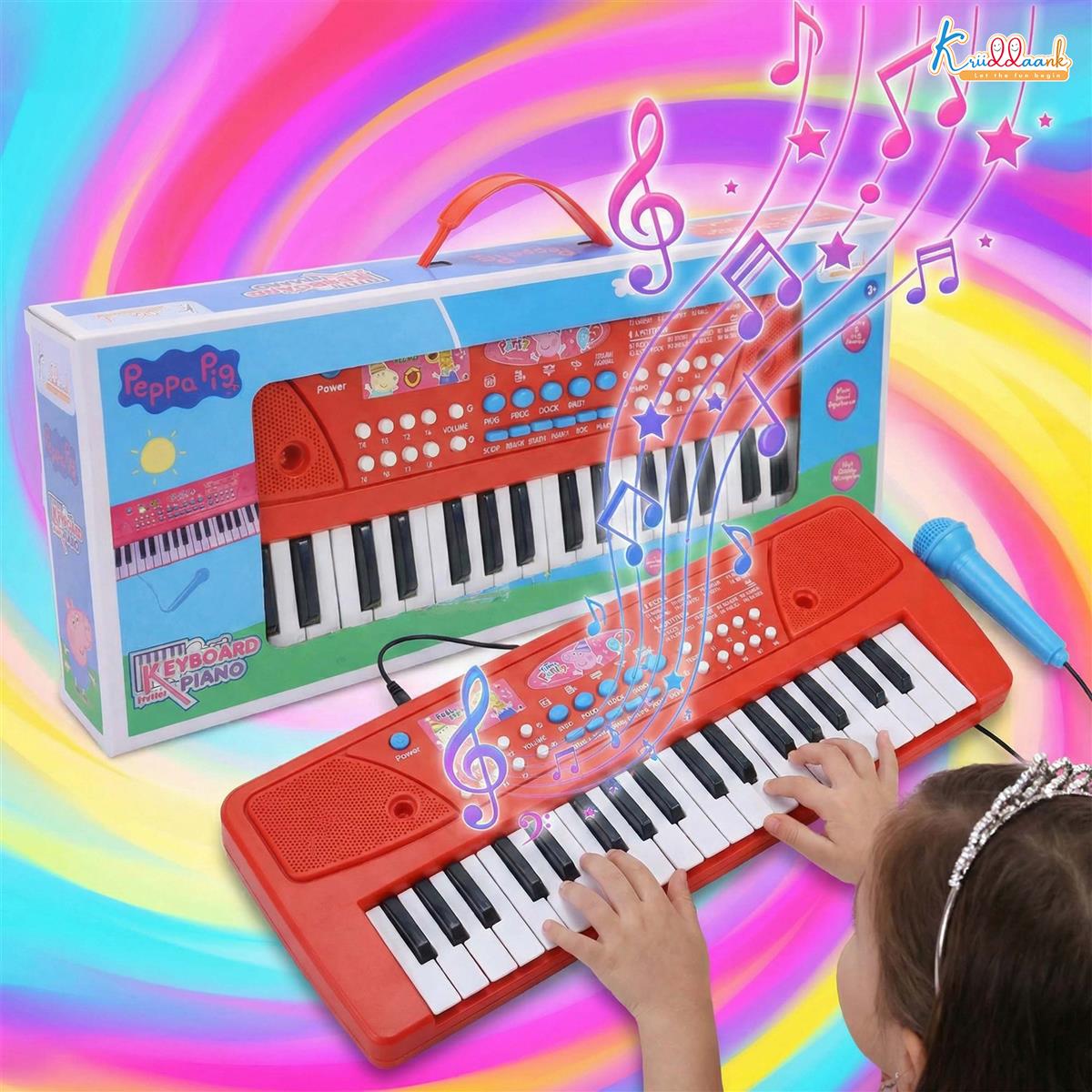 Barbie Keyboard Piano 400 for Kids - 37 Keys Musical Instrument with Microphone, 8 Rhythms & 8 Tones, Learning & Programming Functions, Battery & USB Powered, Pink Musical Toy for Girls 3Y+