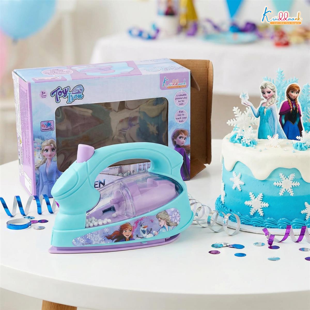 Frozen Household Press Iron Toy for Kids - Realistic Pretend Play Ironing Set with Moving Beads, Lights & Vibration - Educational Role Play Toy for Boys & Girls 3+ Years - Turkish Blue