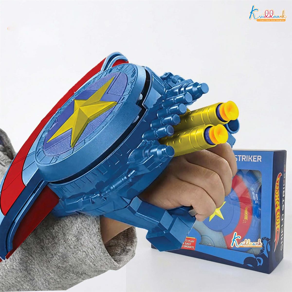 Hot Wheels Shield Striker Dart Blaster Toy for Kids 6+ Years - Includes 10 EVA Soft Foam Darts - Safe, Pull-Back Action Gun for Engaging & Interactive Play - Multicolor