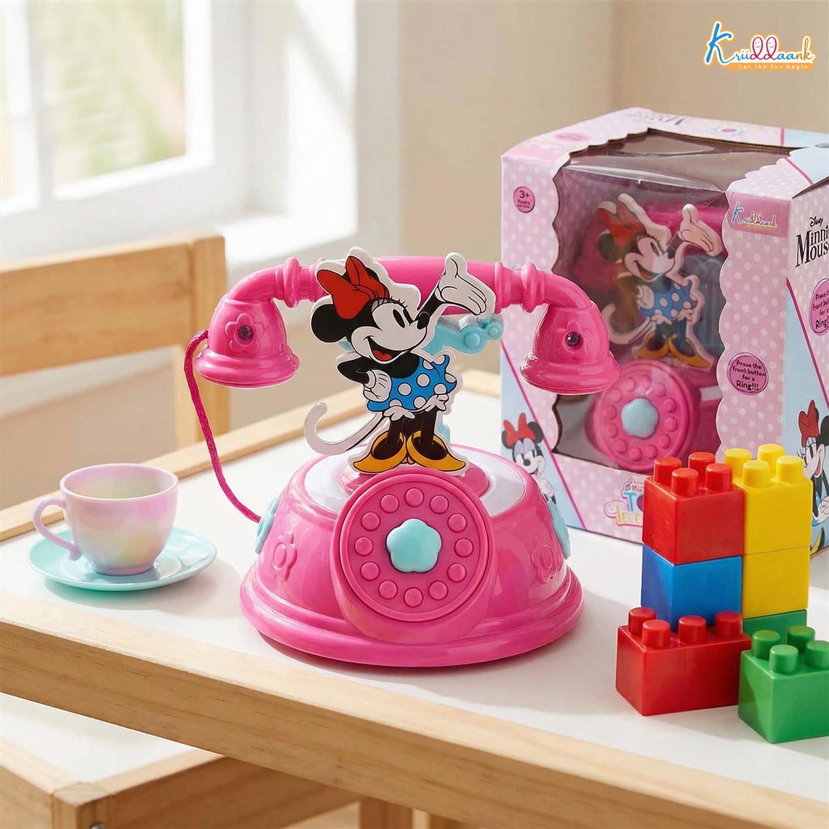 Minnie Talking Telephone Toy for Kids - Pretend Play Landline Phone with Interactive Music & Sounds, Durable Educational Toy for Girls 3+ Years Old, Pink & Fun Design for Creative Role Play
