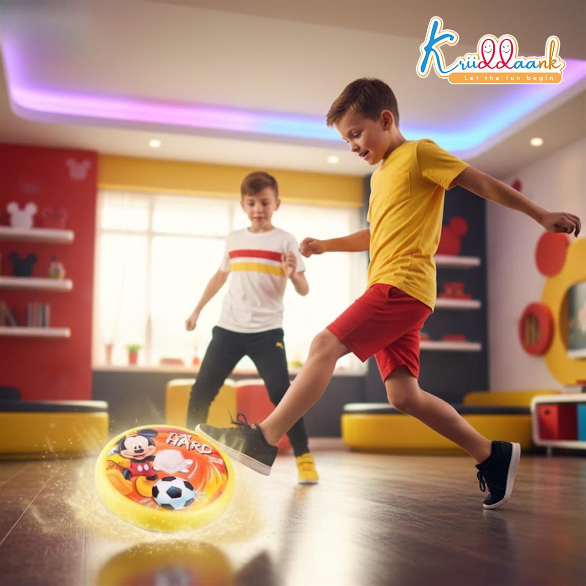 Disney Mickey Hover Football - LED Light Up Air Power Soccer Ball for Kids - Safe Indoor Game with Soft Foam Bumper - Interactive Sport Toy for Boys & Girls Ages 3+ - Ideal Birthday Gift