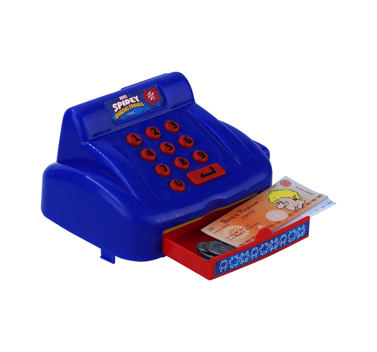 Kriiddaank CashRegister-SpidermanThemeCR-100700ByMarvelMarvel Spider-Man Toy Cash RegisterKriiddaank Kids Cash Register ToySpider-Man Cashier Toy with AccessoriesSpider-Man Cash Register Set for Boys & GirlsSpider-Man Cashier Toy with Accessories