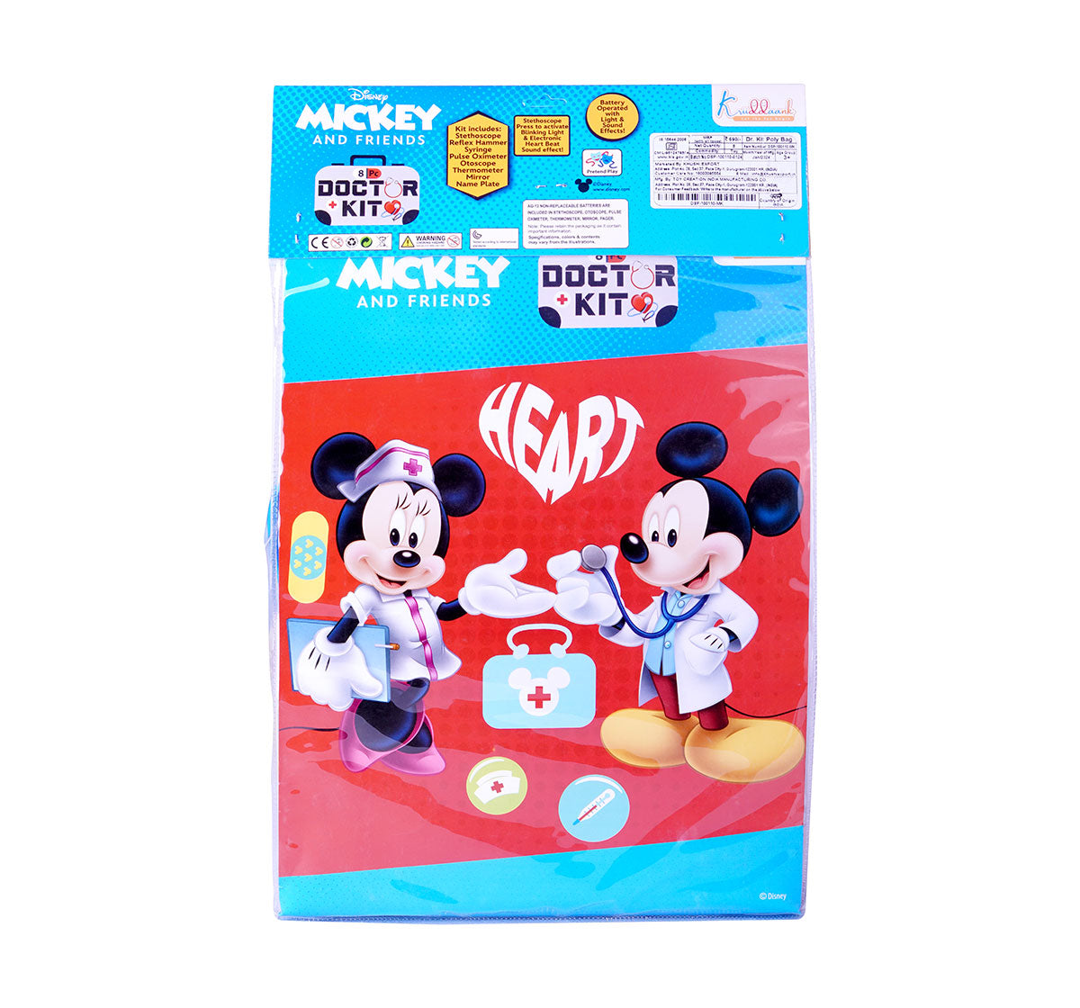Kriiddaank  Doctor Kit - Poly Bag MickeyBest doctor kit for toddlersMickey Mouse poly bag playsetDoctor play set for kidsFun Mickey Mouse medical play setDisney Junior Mickey Mouse doctor toys