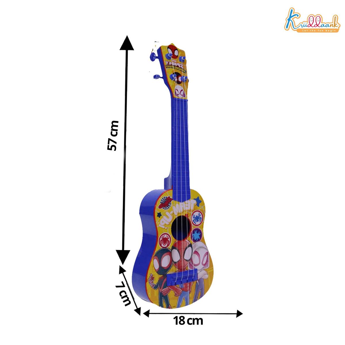 Spiderman Big Toy Guitar for Kids - 4 Adjustable Strings, Fingerstyle Tab & Pick - Portable Educational Musical Instrument Toy for Boys 3+ Years - Perfect Birthday Gift, Blue