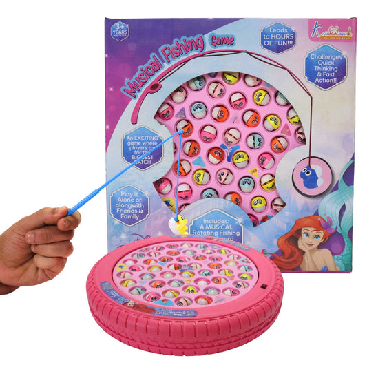 Kriiddaank  Musical Fishing Game B - PrincessElectronic Fishing Princess ToyOcean Theme ToyElectronic Fishing ToyChildren’s GameInteractive Toy