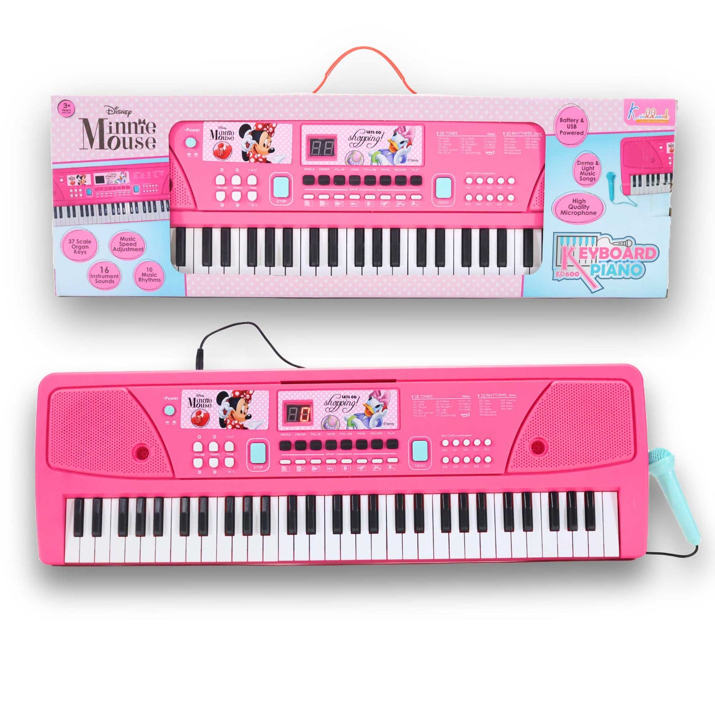 Kriiddaank  Keyboard Piano -600 MinnieMinnie Themed ToysElectronic keyboard piano with USBKids Musical KeyboardLearning & Development Toy for ToddlersEducational keyboard piano for toddlers