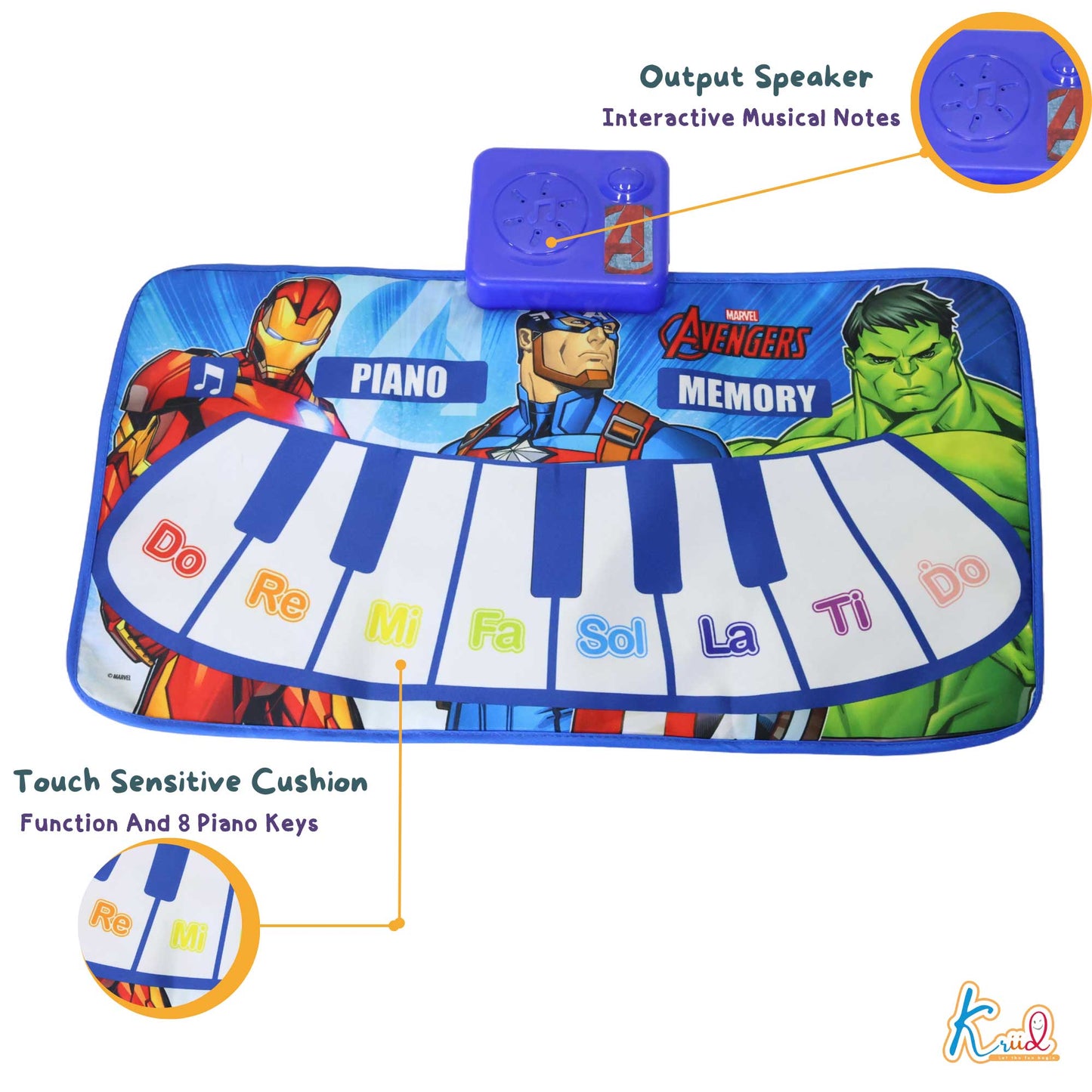Kriiddaank PianoMusicMat-AvengersThemeByMarvelInteractive Musical Play MatTouch Sensitive Music MatElectronic Keyboard Mat for KidsDance & Play Piano MatMusic Learning Mat for Toddlers