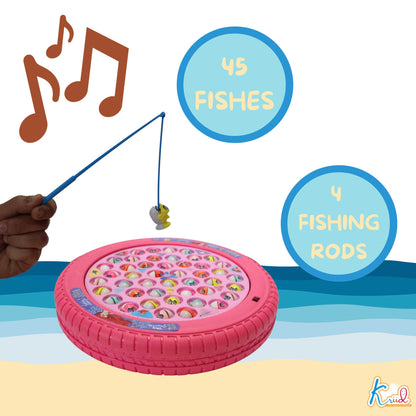 Kriiddaank  Musical Fishing Game B - PrincessElectronic Fishing Princess ToyOcean Theme ToyElectronic Fishing ToyChildren’s GameInteractive Toy