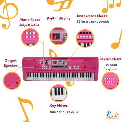 Kriiddaank  Keyboard Piano -600 MinnieMinnie Themed ToysElectronic keyboard piano with USBKids Musical KeyboardLearning & Development Toy for ToddlersEducational keyboard piano for toddlers
