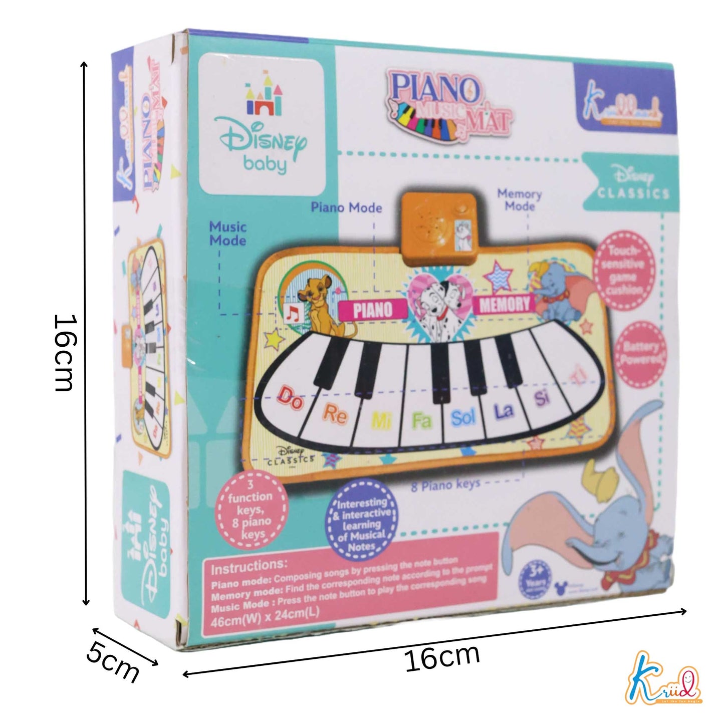 Kriiddaank PianoMusicMat-ClassicByDisneyElectronic Keyboard Mat for KidsMusic Learning Mat for ToddlersStep-On Disney Classic Sound MatTimeless Disney Character Sound MatWalt Disney Music & Dance Mat