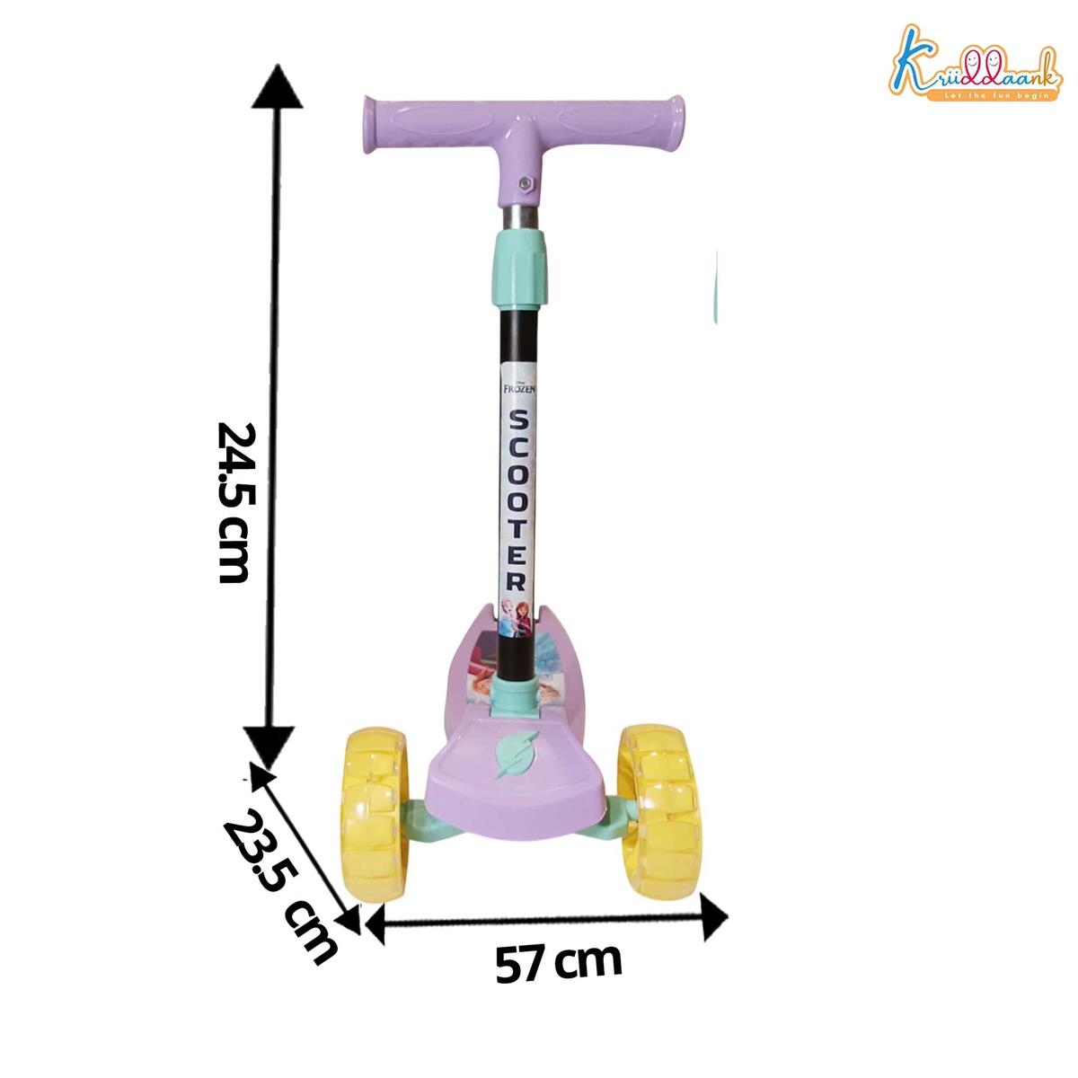 Kriiddaank Disney Frozen Adventure 3-Wheel Kick Scooter for Kids - 5-Level Adjustable Height, Easy Fold Design, Light Up PVC Wheels & Manual Brake - For Boys & Girls Ages 3-12 (Turkish Blue, 25kg)