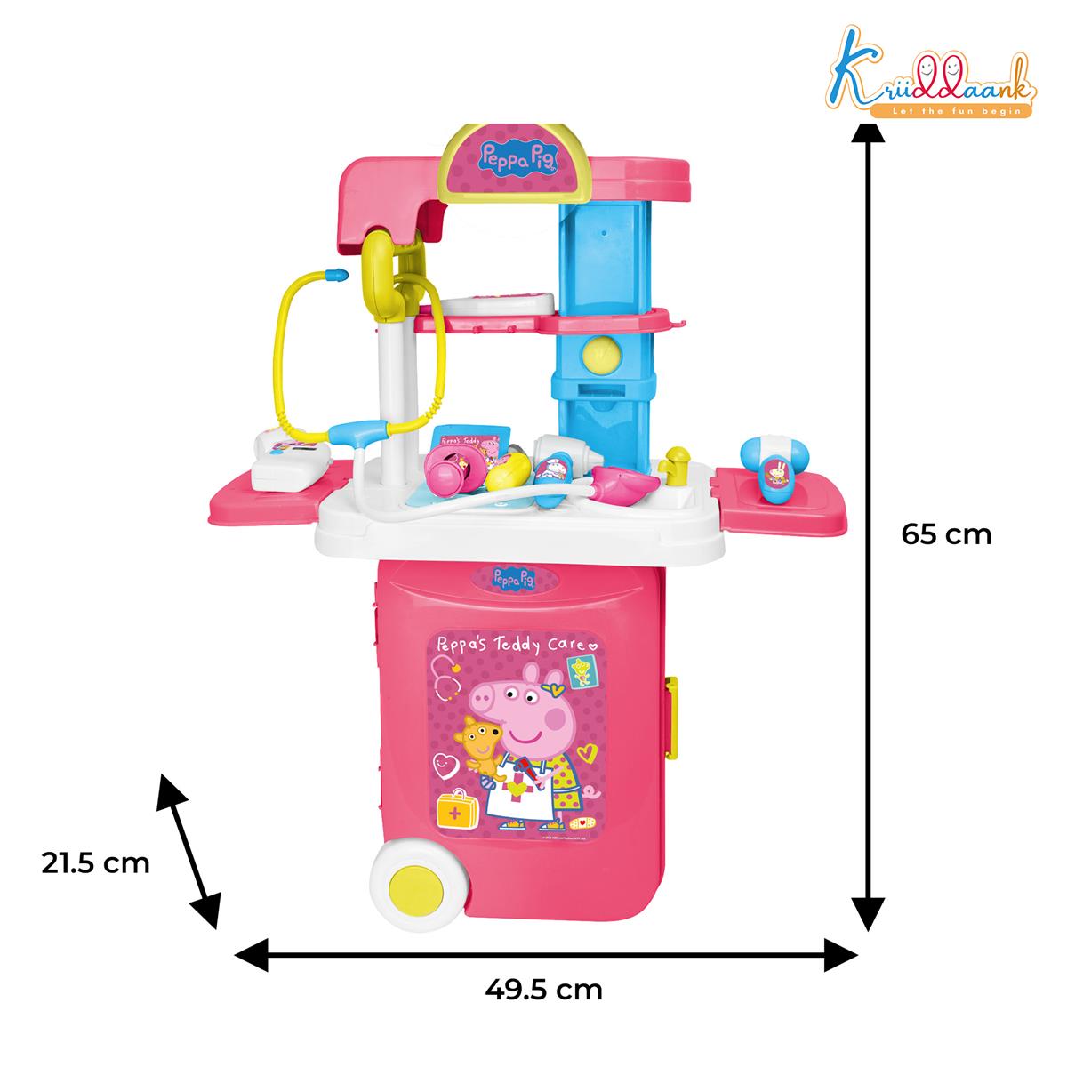 Hasbro Peppa Pig Doctor Set - Portable Medical Cart with Lights & 9 Accessories, Pretend Play Nurse & Doctor Kit for Kids Aged 3+, Pink Multipurpose Trolley Toy, Best Gift for Toddlers