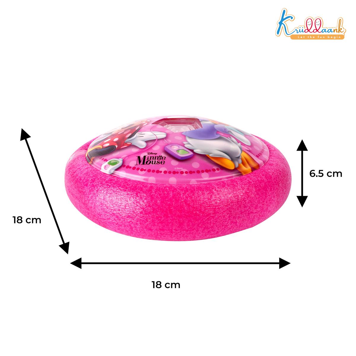 Minnie Hover Football - LED Light-Up Air Power Indoor Soccer Ball with Soft Foam Bumper & Super Slide Feature, Safe Gliding Game for Girls & Kids 3+, Pink Character Gift