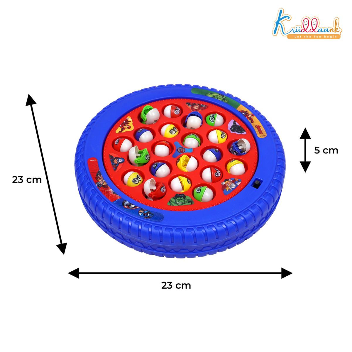 Kriiddaank Marvel Avengers Musical Fishing Game for Kids, Battery Operated Rotating Board with 21 Fishes & 4 Poles, Interactive Educational Toy for Boys & Girls Ages 3+, Red