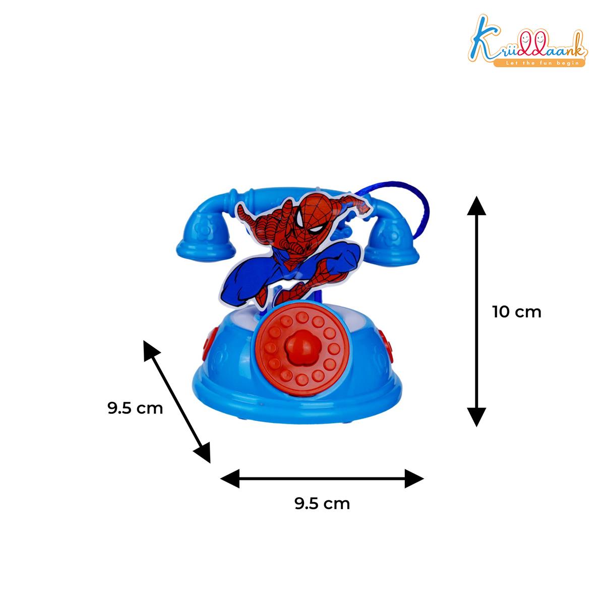 Kriiddaank Spiderman Talking Telephone Toy for Kids - Interactive Musical Pretend Play Phone with Sounds, Educational Learning Toy for Boys & Girls 3+ Years, Durable & Portable Design, Blue