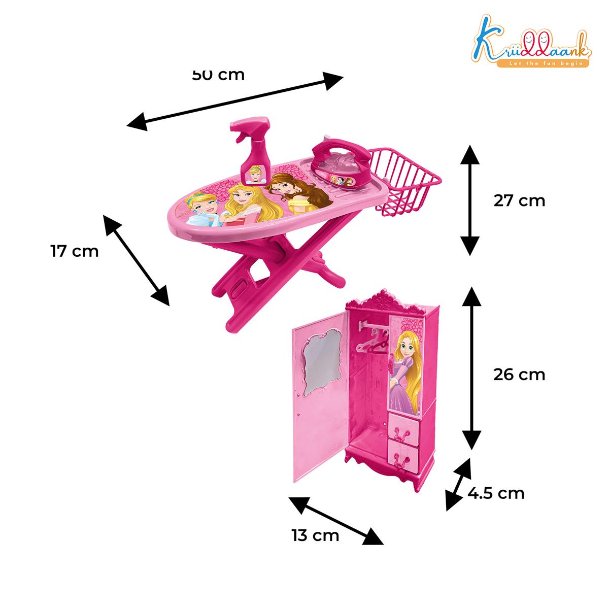 Disney Princess Iron Playset for Girls â€“ 8-Piece Pretend Play Laundry & Ironing Set with Realistic Light & Sound â€“ Includes Ironing Board, Basket, & Hangers â€“ Educational Toy for Kids Age 3+
