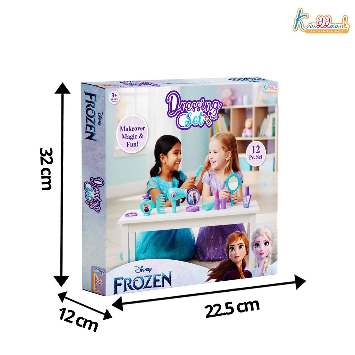 Kriiddaank Frozen Dressing Set for Kids - Non-Electronic Princess Makeup & Beauty Accessories Play Set, Styling Kit for Girls, Pretend Role Play Toy for Age 3+ Years, 11+ Pieces, Turkish Blue