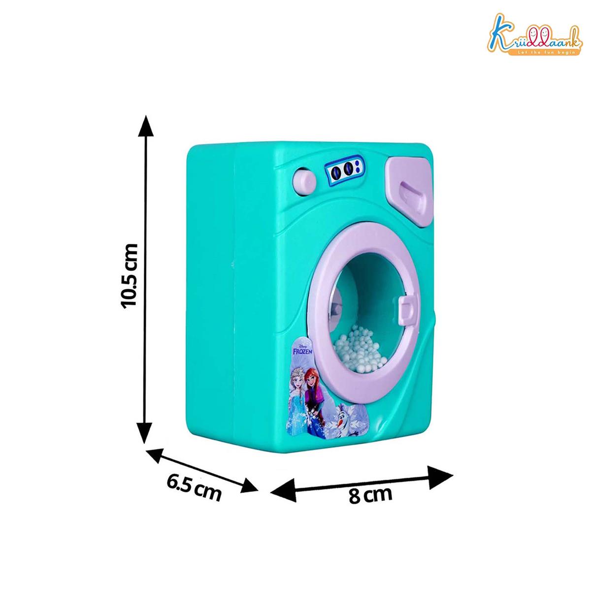 Frozen Family Mini Washing Machine Toy for Toddlers - Interactive Home Appliance with Lights & Sounds, Educational Pretend Play Laundry Set for Kids Ages 3+, Battery Operated (Turkish Blue)