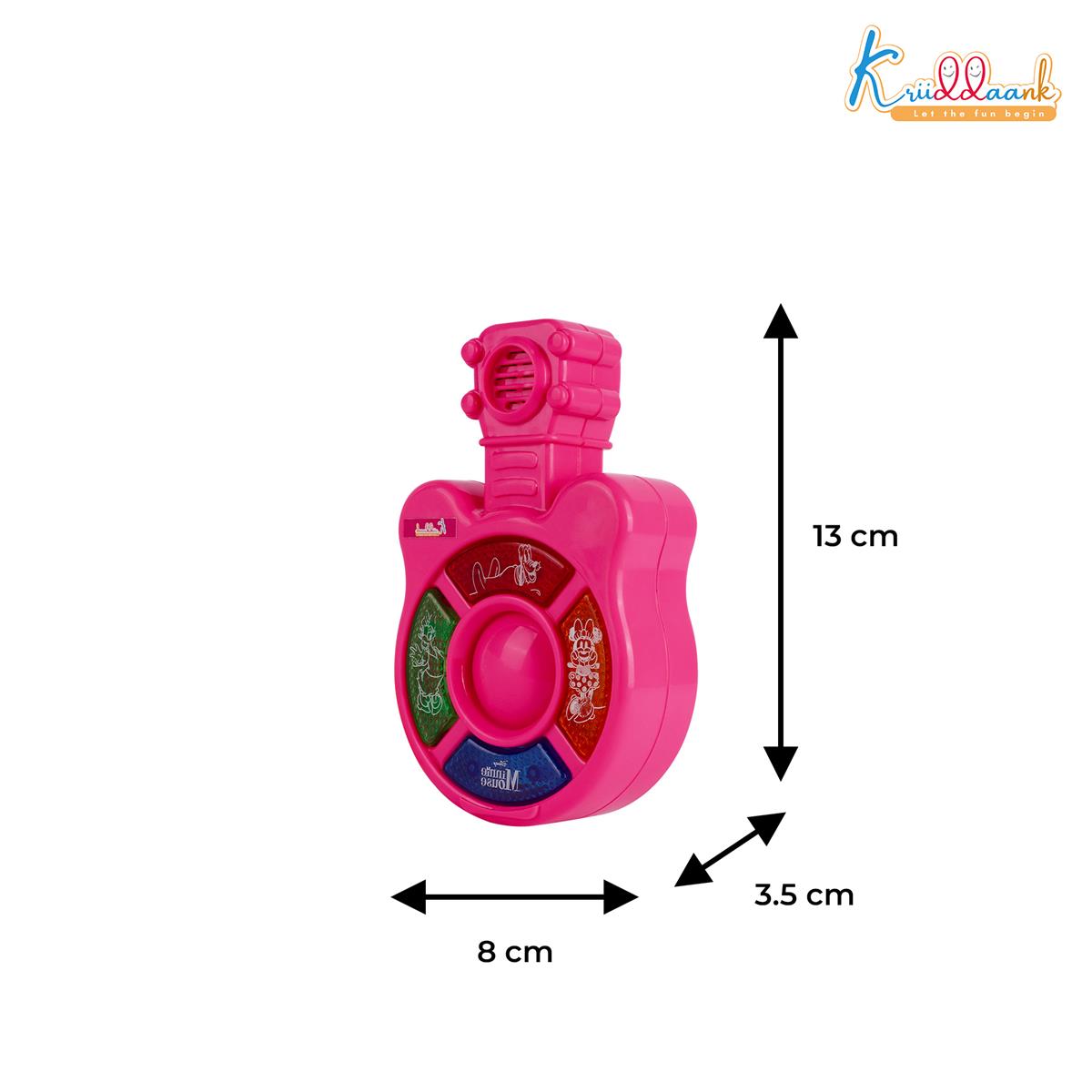 Minnie Mini Music Guitar for Kids - Portable Musical Toy with Interactive Buttons & Sound Effects, Battery Operated Educational Instrument for Toddlers, Durable Pink Guitar Toy (Ages 3+)