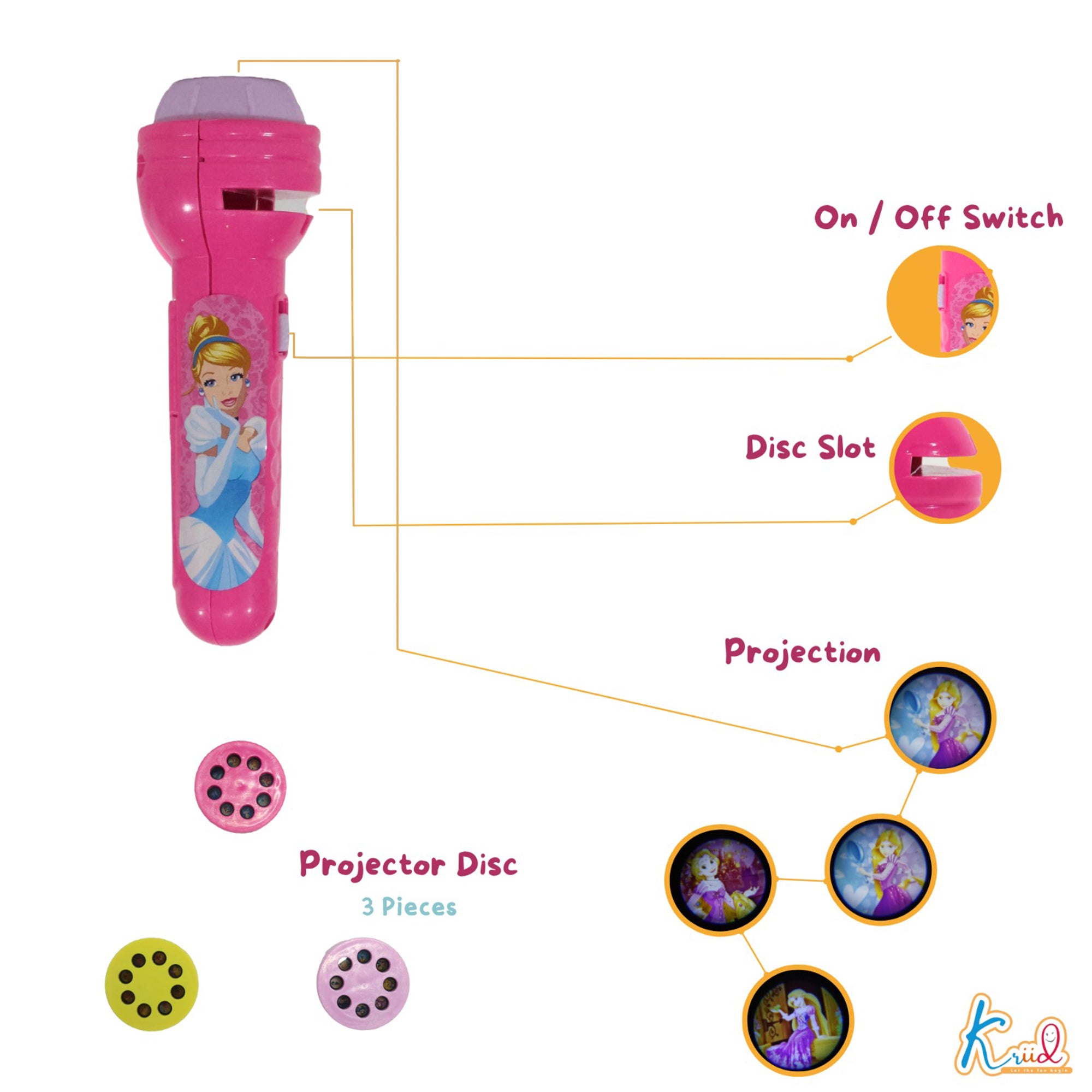 Kriiddaank  Projector Flash Light PrincessNight Light Projector for KidsTorch Light with Image ProjectionPocket-Sized Projector for KidsProjector Toy for Imaginative PlayProjector Toy for Imaginative Play