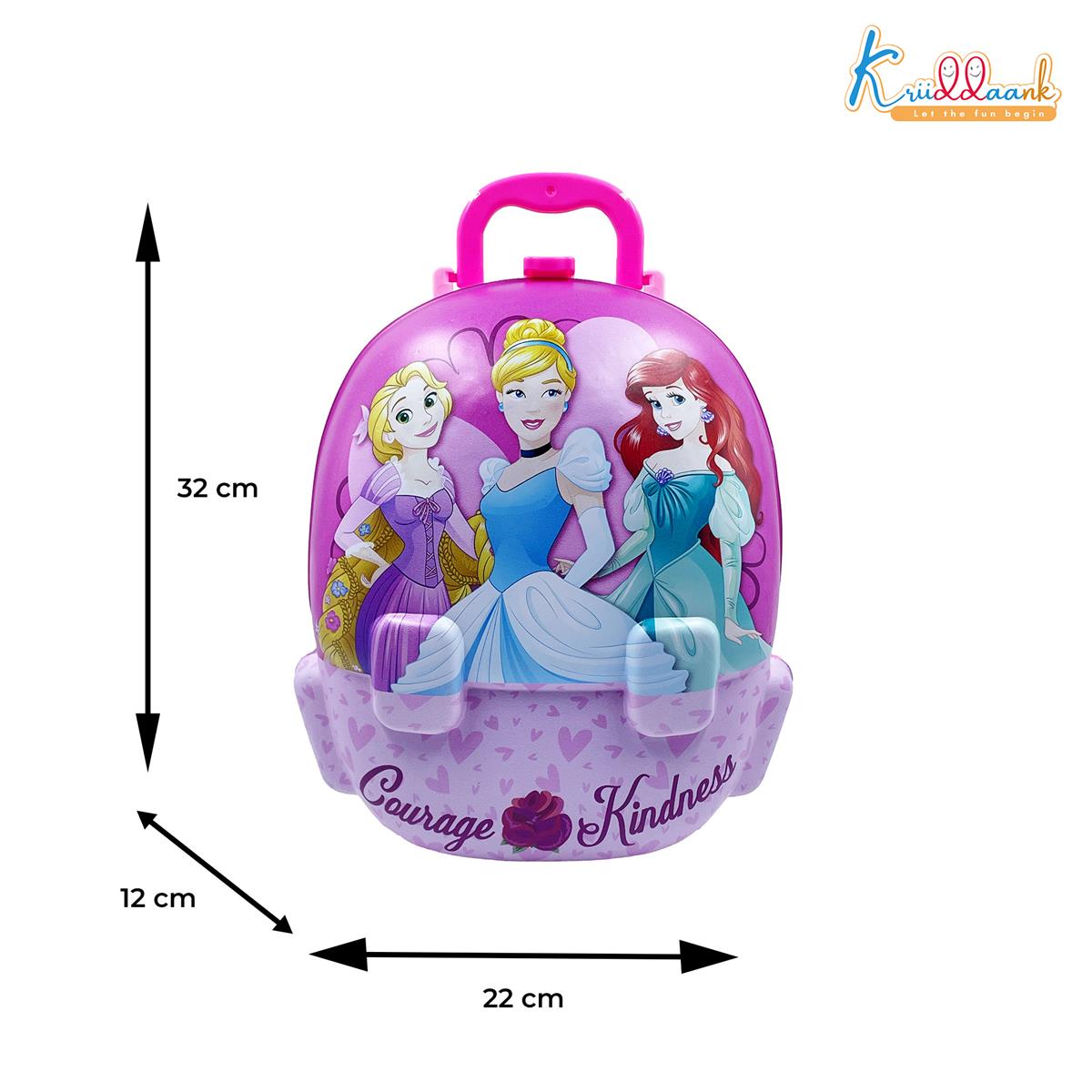 Disney Princess Backpack Kitchen Gift Set for Kids - 21 Pcs Pretend Play Cooking Toy with Music, 2-in-1 Portable Backpack Kitchen Set for Girls, Includes Accessories, Pink, Ages 3+