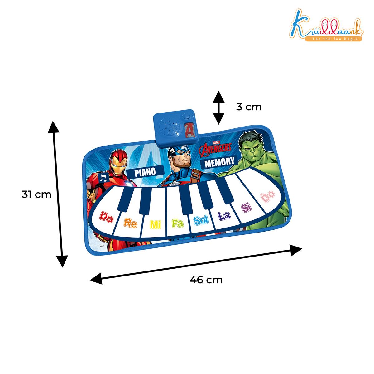 Marvel Avengers Theme Piano Mat - Touch Sensitive Electronic Keyboard Music Play Mat for Kids | 8 Piano Keys & 3 Function Keys | Educational Dance & Play Musical Toy for Boys & Girls 3+ Years