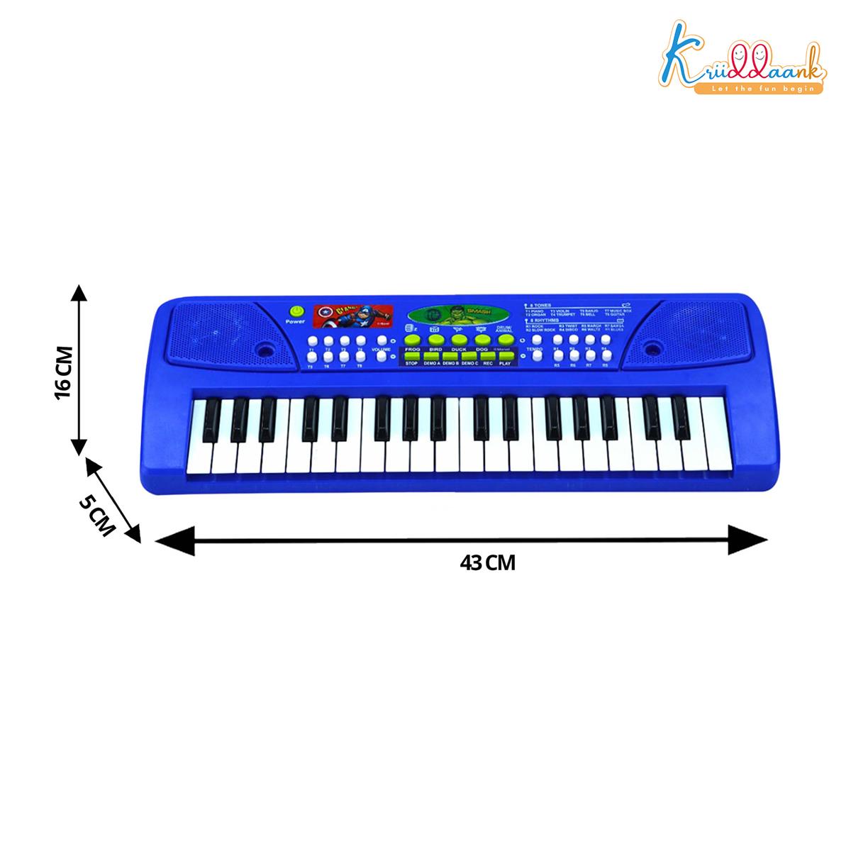Marvel Avengers 37-Key Keyboard Piano for Kids with Microphone, 8 Rhythms & Tones, USB & Battery Powered Educational Musical Toy for Boys and Girls, 3+ Years (Red)