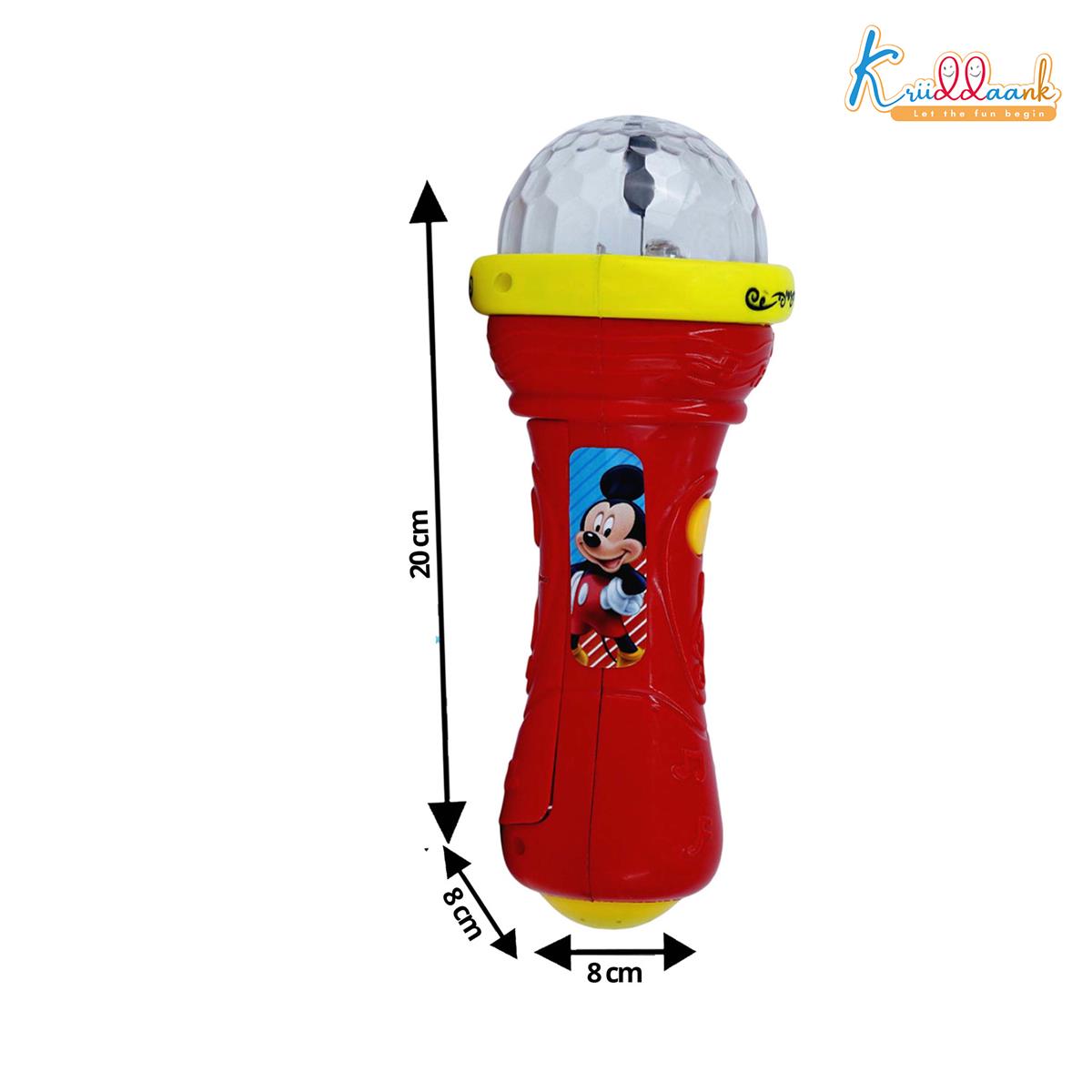 Disney Mickey Mouse Theme Musical Microphone Karaoke Toy for Kids with Disco Projection Lights & Music - Educational Battery Operated Interactive Toy for Boys & Girls Ages 3+