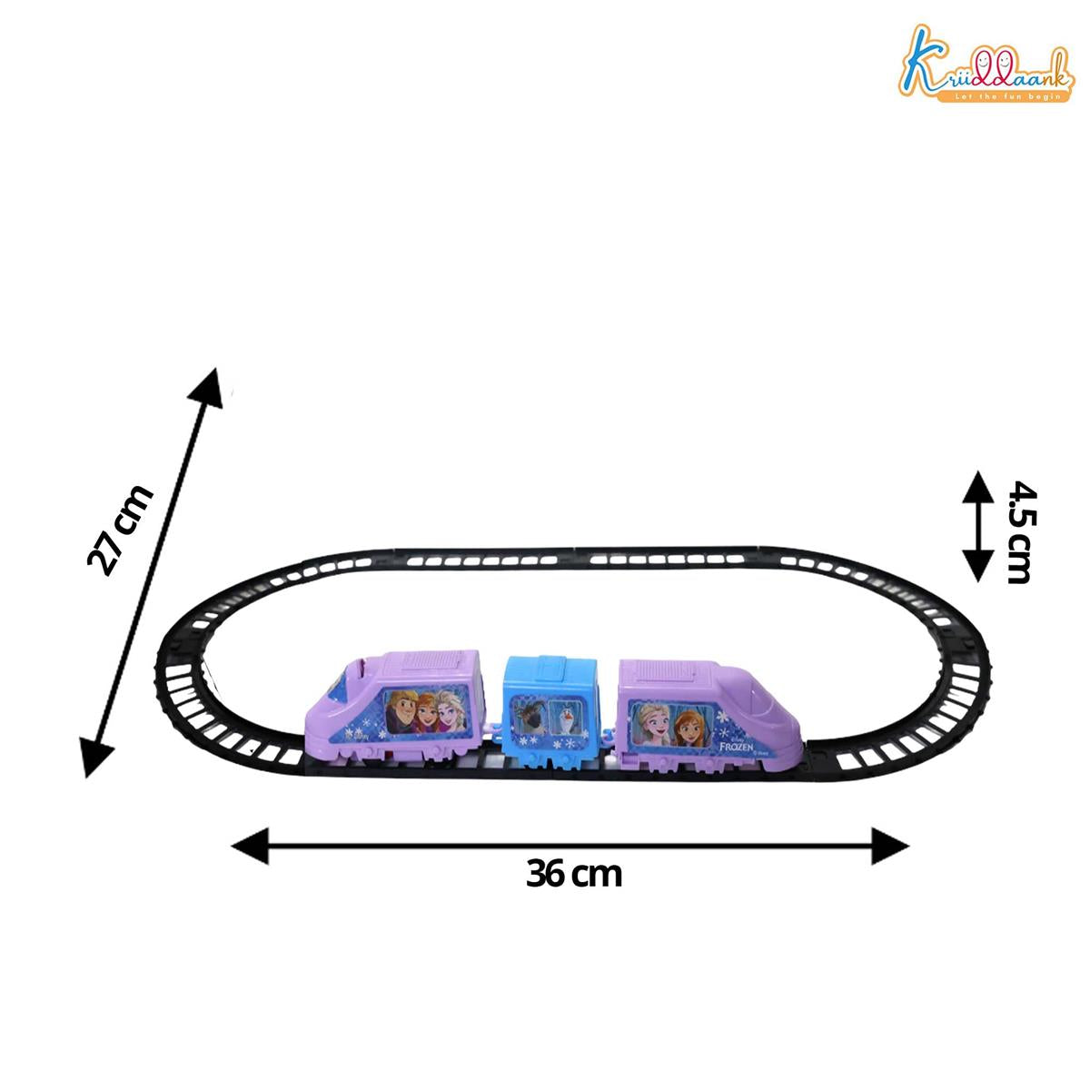 Kriiddaank Frozen Theme Train Set - Anna, Elsa & Olaf Miniature 11-Piece Interactive Playset with Sound Effects, Easy-to-Assemble Tracks & Battery Operated Engine for Kids Ages 3+