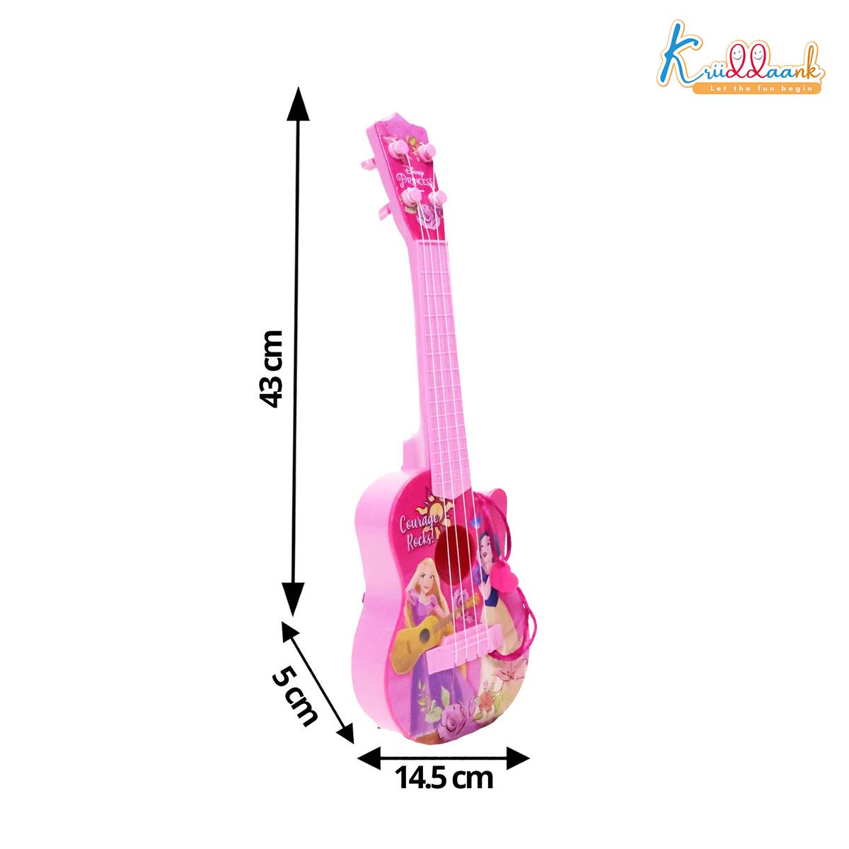 Disney Princess Theme 4-String Toy Guitar for Girls - Small Educational Musical Instrument for Kids Age 3+ - Lightweight & Safe Design - Ideal Birthday Gift for Aspiring Musicians