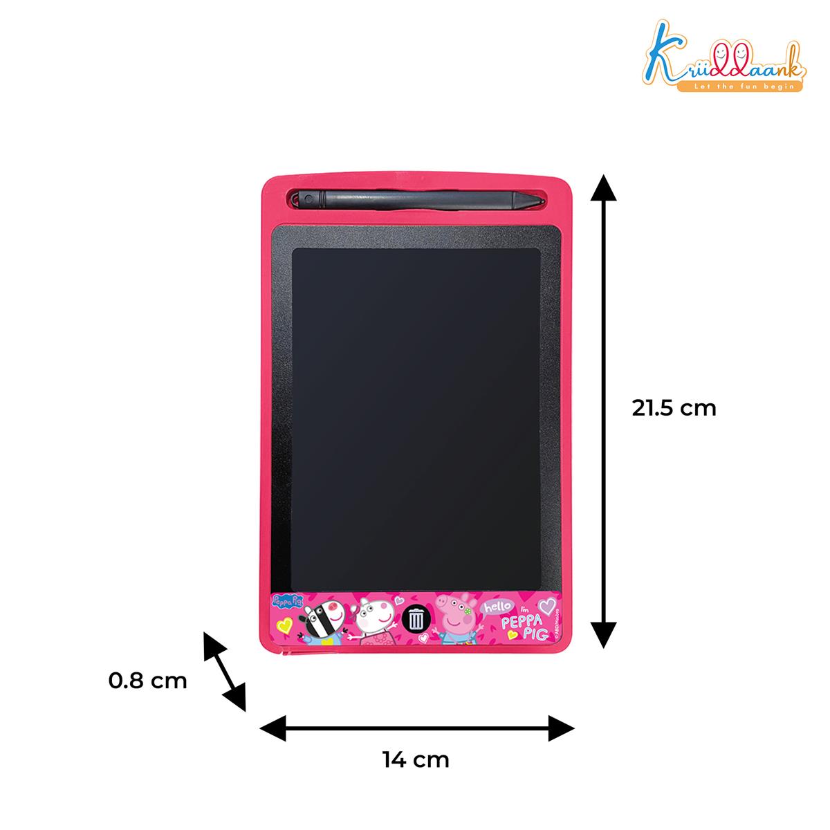Kriiddaank Peppa Pig Theme 8.5 Inch LCD Writing Tablet for Kids, Electronic Drawing Pad & Rewritable Doodle Board, Travel Slate Birthday Gift for Boys & Girls Aged 3 4 5 6 7 8 9 Years, Pink