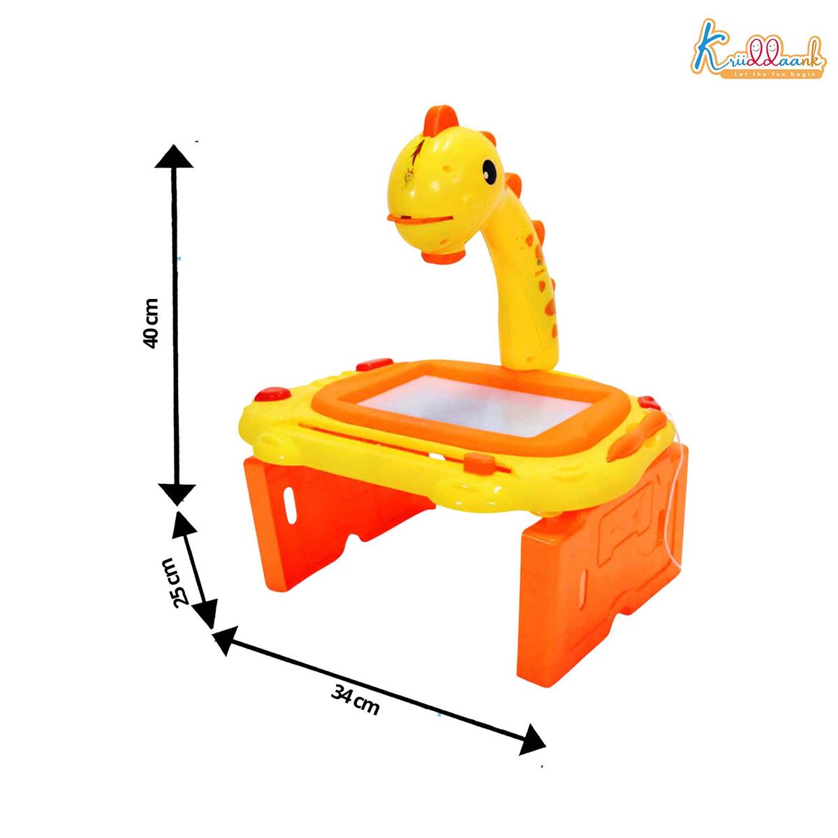 Kriiddank Giraffe Toy Projector Drawing Set for Kids - 2-in-1 Art Table & Writing Board with 24 Patterns, 3 Slides, Markers & Eraser - Educational Creative Tracing Toy for Boys & Girls 3+ Years