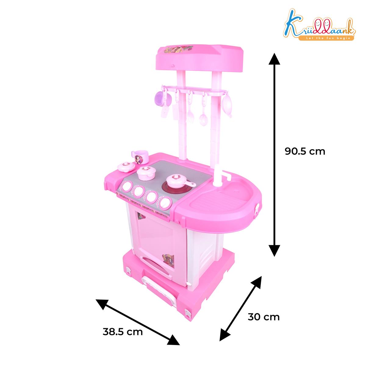 Disney Princess Theme Kitchen Set for Kids - Interactive Cooking Playset with Oven, Sink, Lights & Sounds - Pretend Play Chef Set with 18 Accessories - Pink Kitchen Toy for Girls 3+ Years