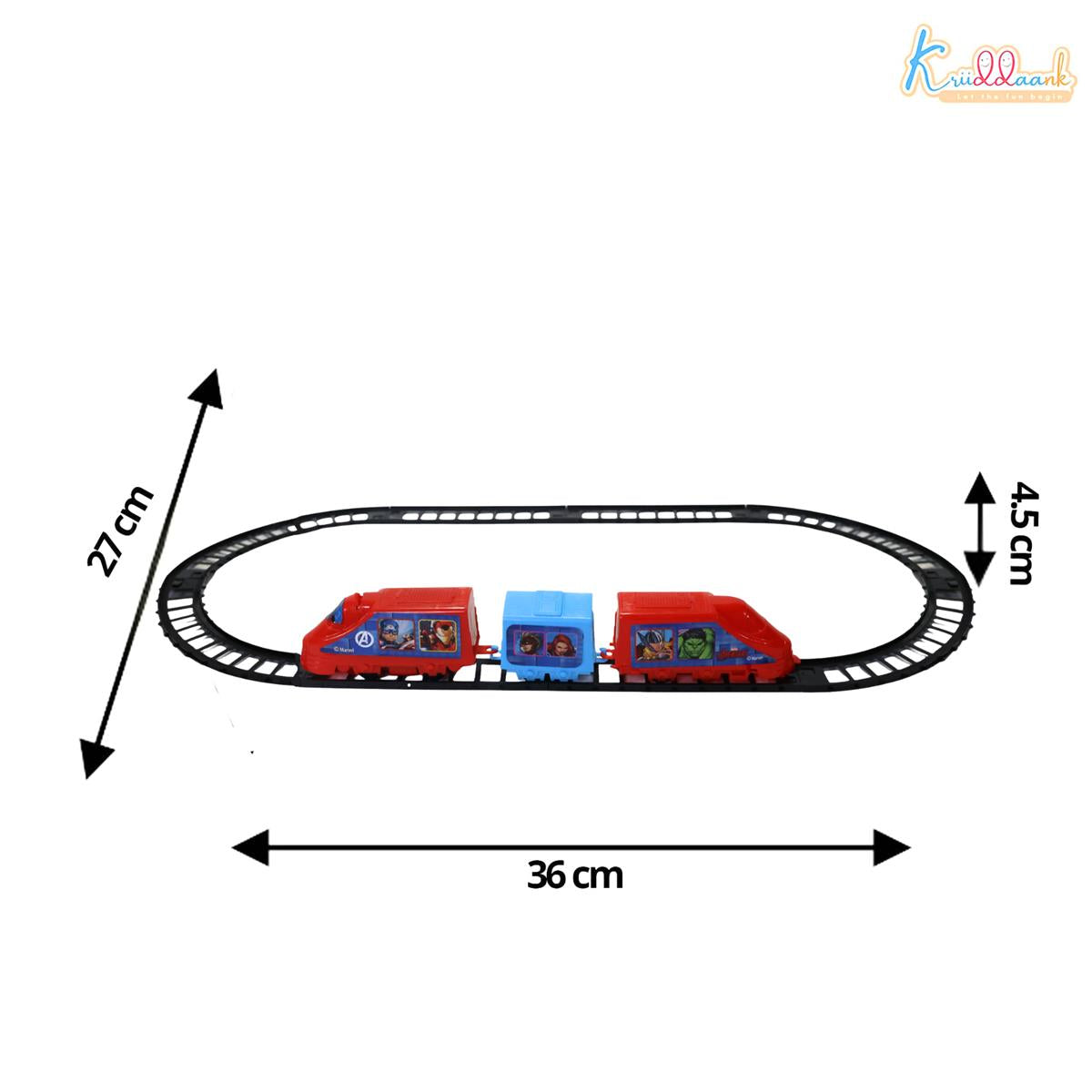 Kriiddaank Marvel Avengers Bullet Train Set for Kids - 11 Pcs Interactive Playset with Iron Man & Captain America, Battery Operated Toy with Sounds & Easy-to-Assemble Tracks, Age 3+
