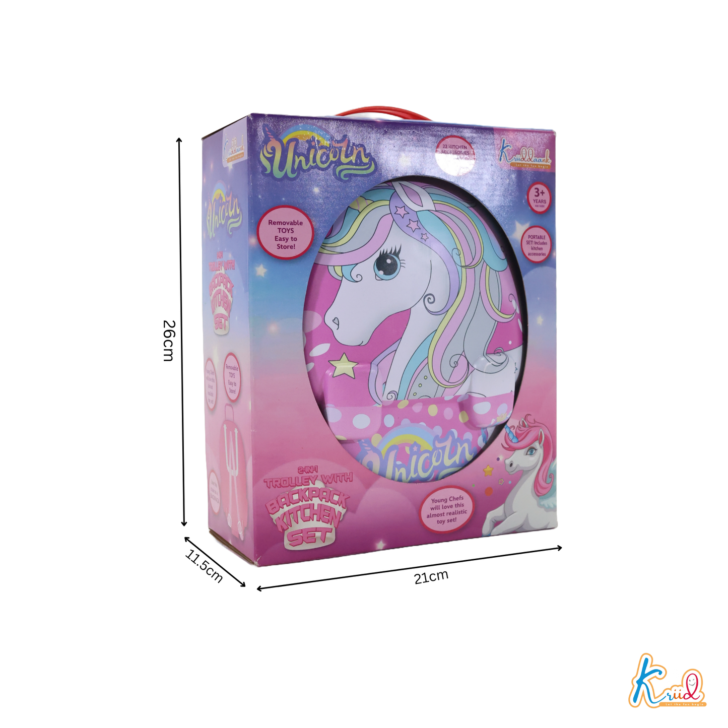 Kriiddaank BackpackKitchenSet-UnicornThemeKriiddaank Kitchen PlaysetPortable Kitchen PlaysetCooking Playset for KidsUnicorn-Themed Kitchen PlaysetKitchen Toy with Realistic Utensils