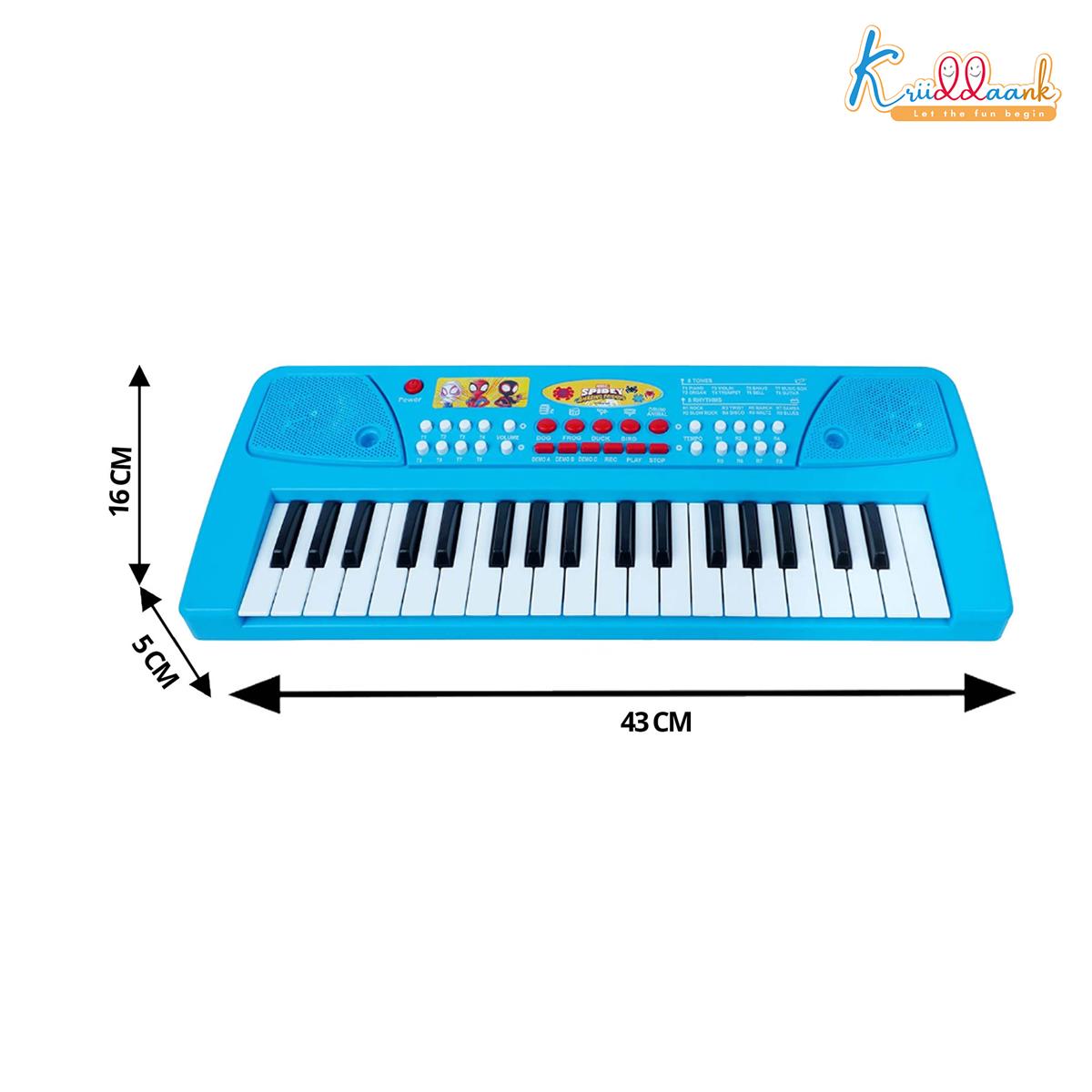 Spiderman Keyboard Piano for Kids - 37 Keys Musical Toy with Microphone, 8 Rhythms, 8 Tones, USB & Battery Powered, Learning & Educational Instrument Gift for Boys and Girls Ages 3+ (Blue)