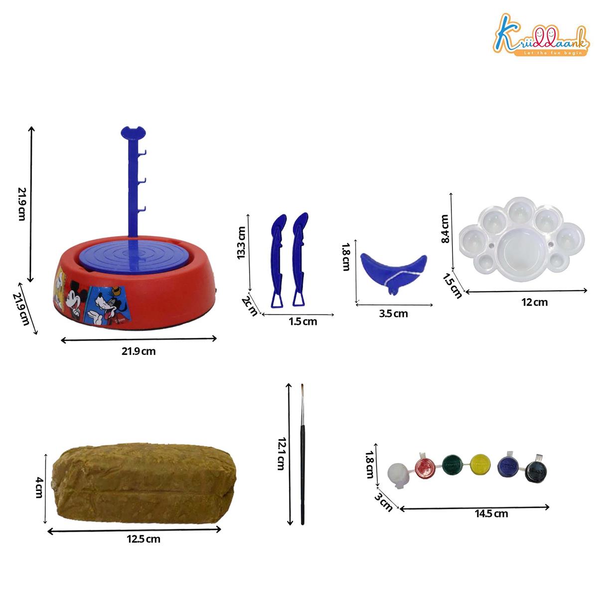 Disney Mickey Mouse Pottery Wheel Modeling Set - Complete Arts & Crafts Clay Sculpting Kit with 800g Clay, Paints & Tools - Educational DIY Gift for Boys & Girls 8+ Years - Battery Operated
