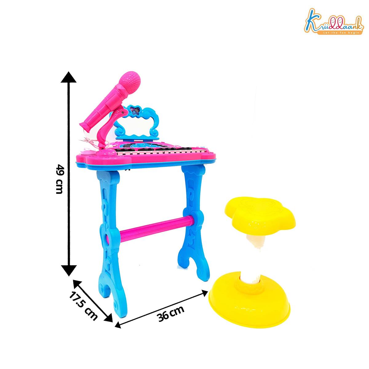 Disney Stitch Theme Little Pianist Keyboard Set for Kids - 25 Keys Piano with Microphone, Stool, & Dress-Up Accessories - Karaoke Function, USB/Battery Powered Musical Toy for Boys & Girls 3+