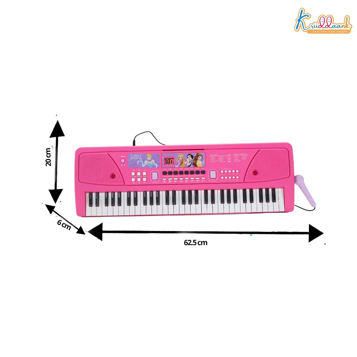 Disney Princess Keyboard Piano for Kids - 37 Keys Portable Musical Toy with Microphone, 16 Instrument Sounds & 10 Rhythms - Educational Learning Gift for Girls Toddlers 3+ Years (Pink)