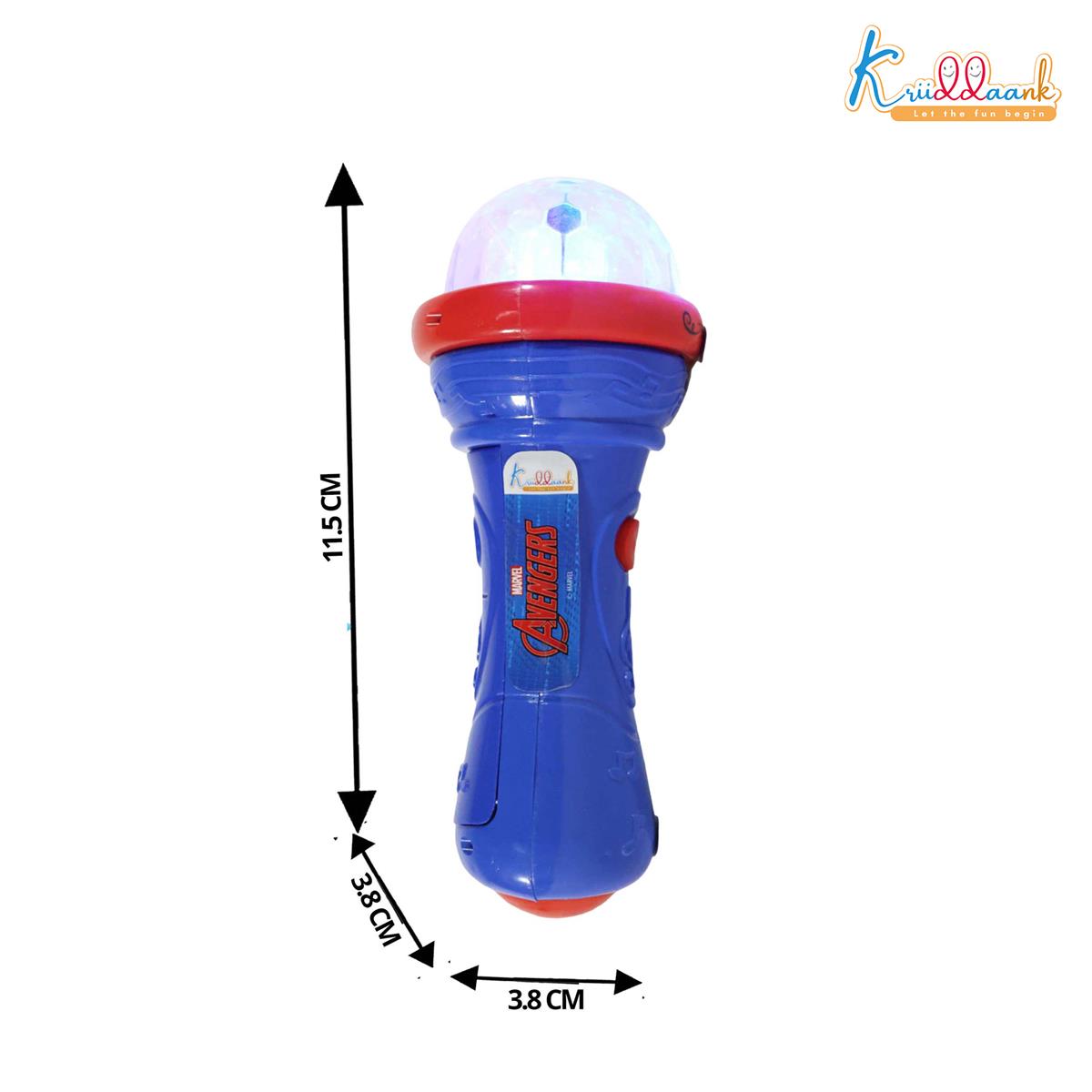 Kriiddaank Marvel Avengers Musical Microphone for Kids - Karaoke Toy with Disco Projection Lights, Music & Sound Effects - Battery Operated Superhero Toy for Boys and Girls Ages 3+