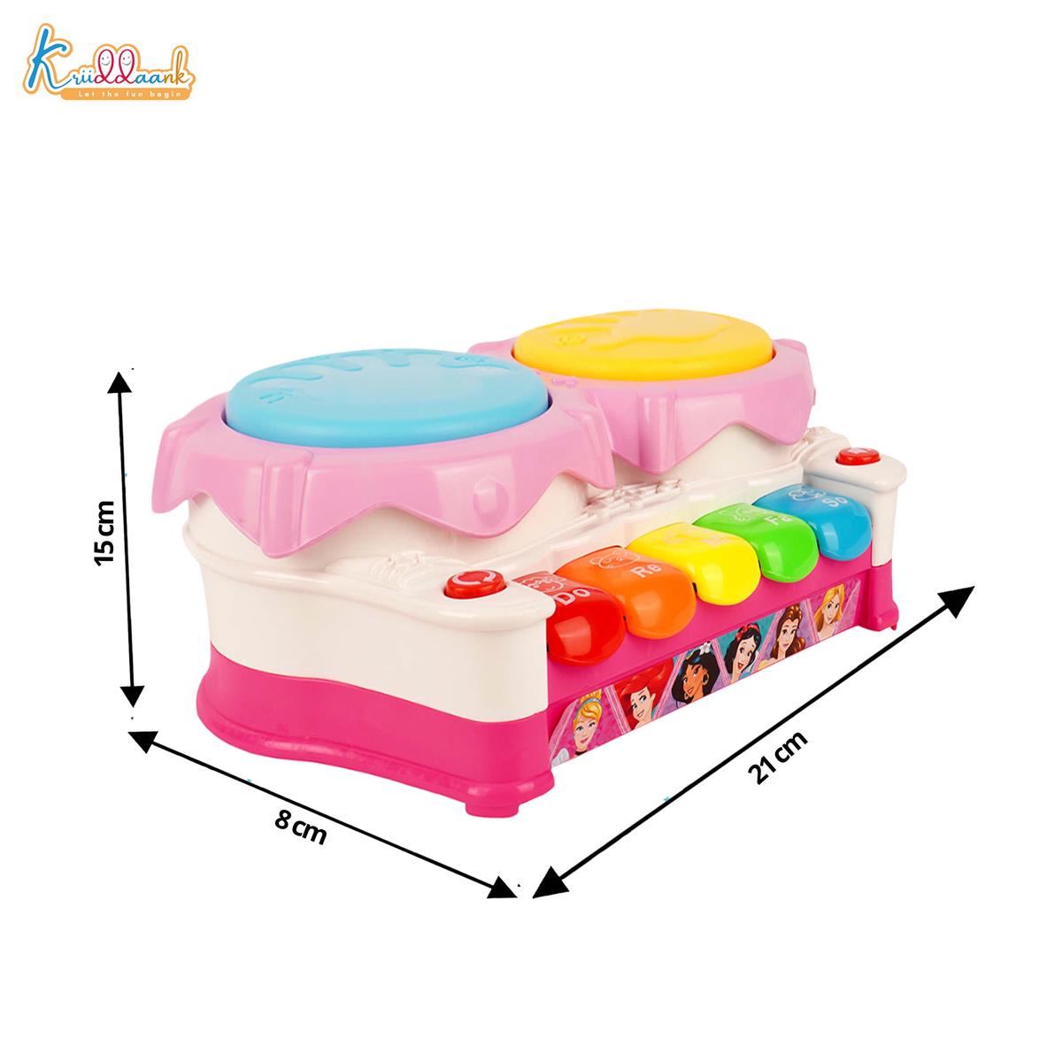 Disney Princess Piano Drum Playset - Interactive Electronic Musical Toy with 3D Lights & Sound for Kids 3+ Years Old - Fun Educational Rhythm Instrument, Perfect Birthday Gift for Toddlers & Girls