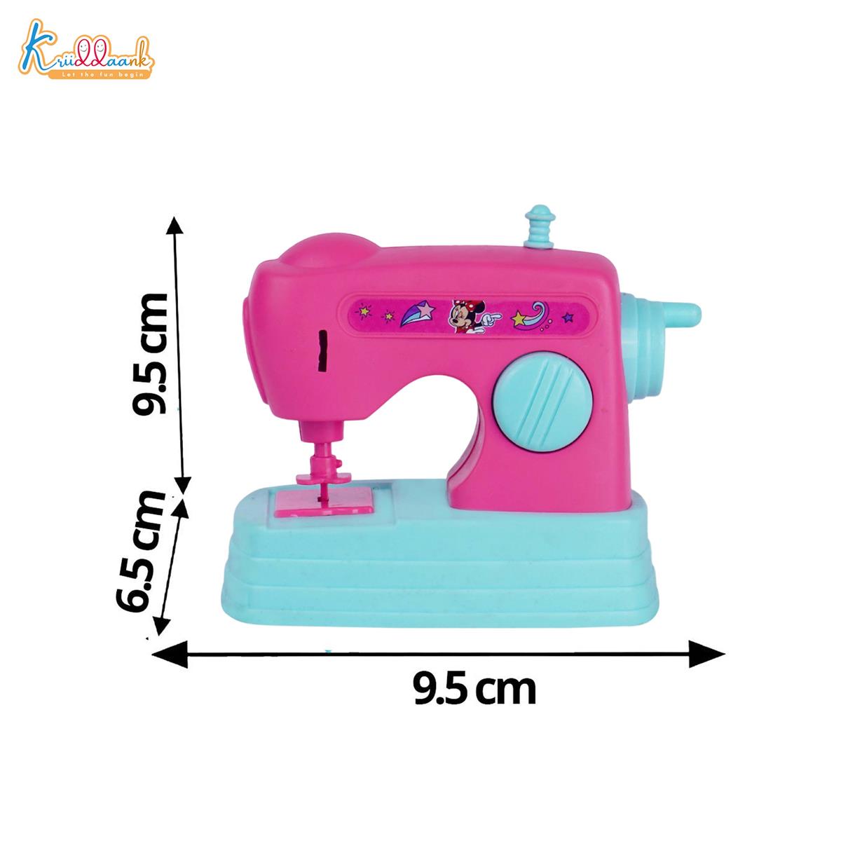 Kriiddaank Minnie Mouse Theme Mini Sewing Machine Toy for Kids 3+, Pink Educational Pretend Play Household Toy with Interactive Buttons, Battery Operated Role Play Toy for Girls