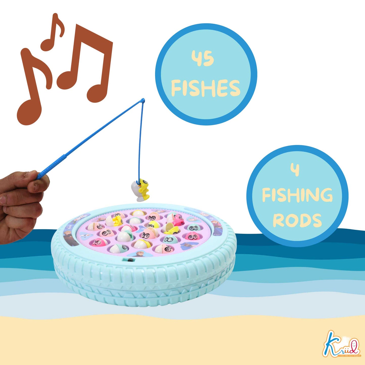 Kriiddaank  Musical Fishing Game B - FrozenBattery Operated Fishing Game FrozenElectronic Fishing ToyChildren’s GameInteractive ToyFun Learning Toy
