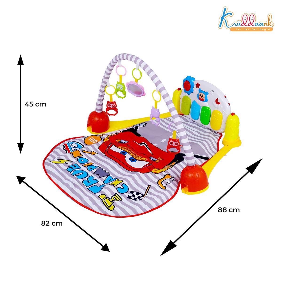 Disney Cars Theme Musical Baby Gym for Infants â€“ Activity Play Mat with Kick & Play Piano Keyboard, Lights, Music & Hanging Rattles, Developmental Sensory Toy for Boys & Girls (0-3 Years)