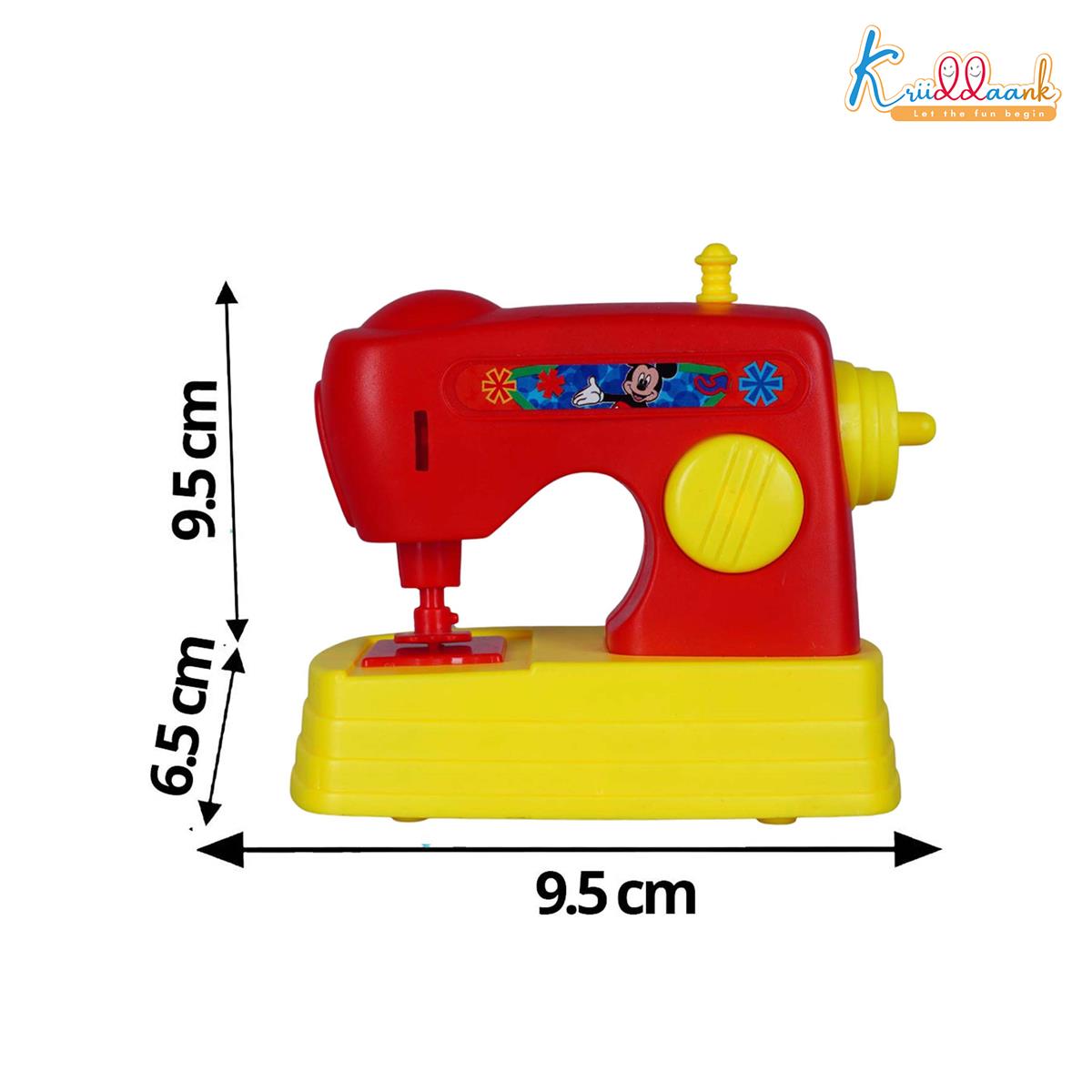 Kriiddaank Mickey Theme Sewing Machine for Kids, Disney Mickey Mouse Educational Pretend Play Household Toy, Battery Operated Mini Sewing Machine for Boys & Girls Age 3+ Years, Red