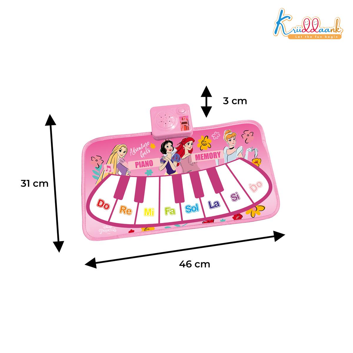 Disney Princess Portable Piano Music Mat for Kids | 8 Keys & Interactive Sounds Roll-Up Floor Mat | Educational Musical Toy for Girls 3+ Years | Lightweight & Foldable Playmat
